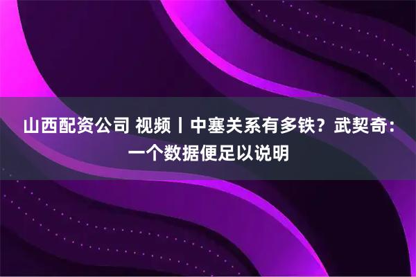 山西配资公司 视频丨中塞关系有多铁？武契奇：一个数据便足以说明